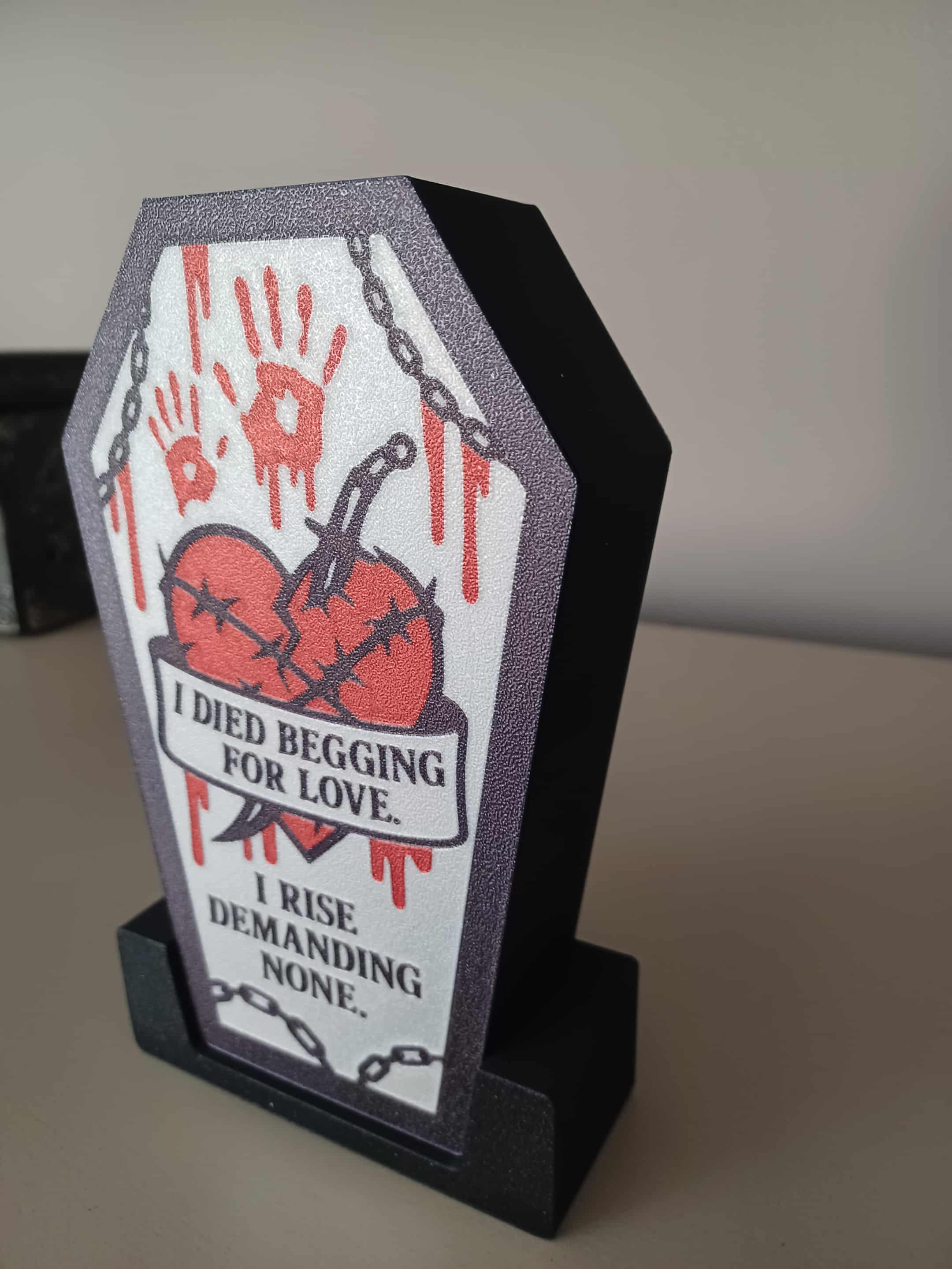 Bleading Heart Coffin LED light box – custom 3D printed – Lit Layer Creations